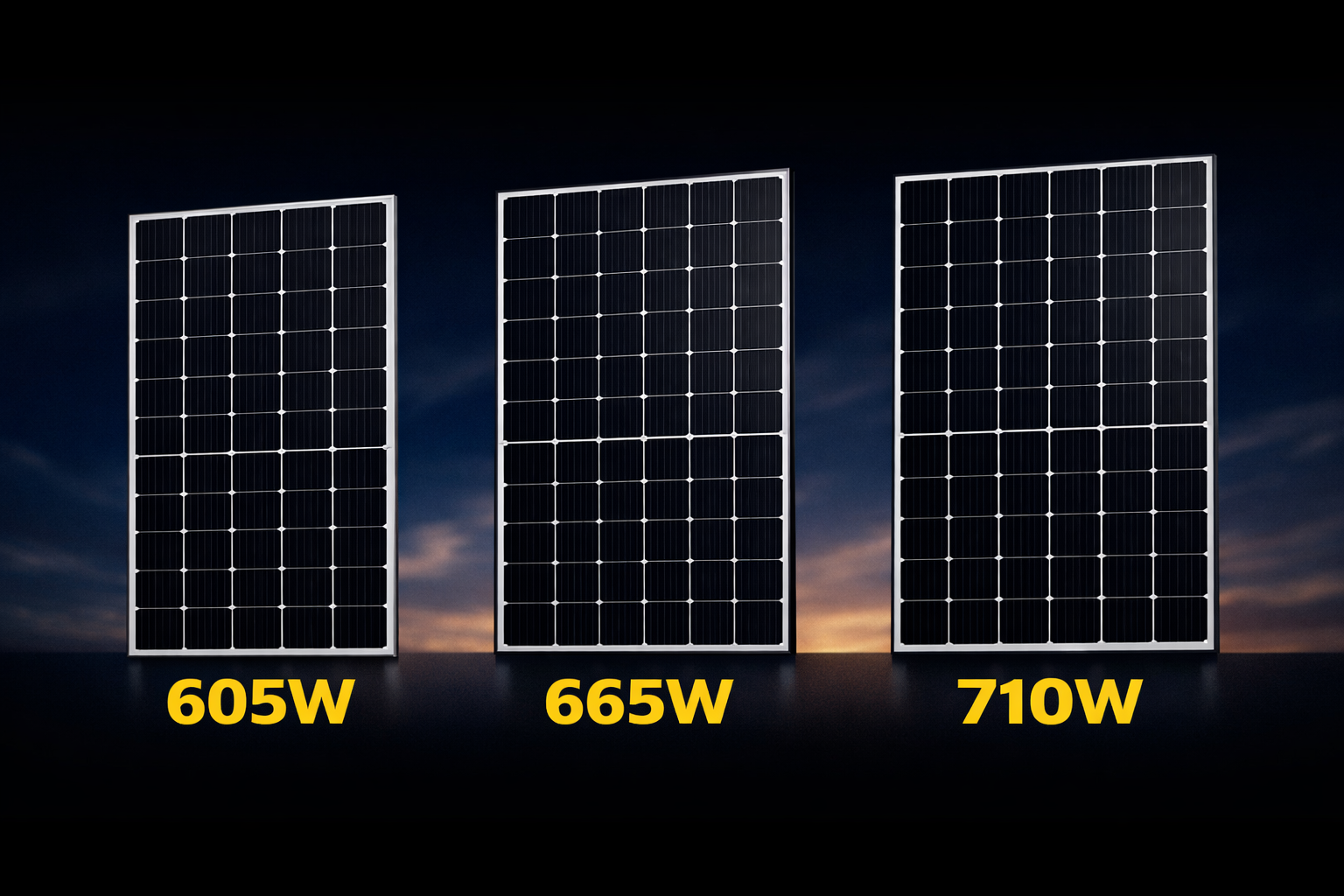 605W, 665W and 710W Solar Panels